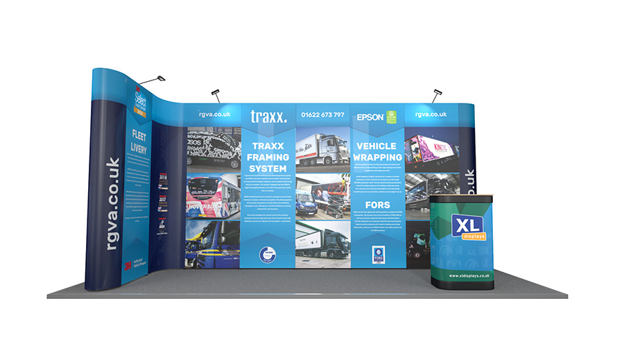 5m x 2m Linked Corner Exhibition Stand L-Shaped 